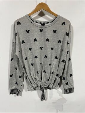 Disney Gray Pullover Sweatshirt with Black Mickey Head Print